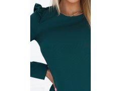 Elegantní trapézové šaty s&nbsp;volánky na ramenou lahvově zelené model 21290299 - numoco 7