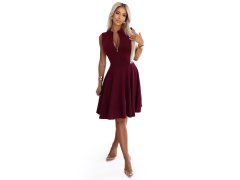 šaty s&nbsp;rozšířeným spodním dílem a&nbsp;zipem vínové model 21306302 - numoco 4
