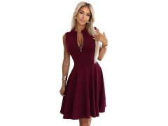šaty s&nbsp;rozšířeným spodním dílem a&nbsp;zipem vínové model 21306302 - numoco 5