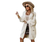 Módní oversize svetr s&nbsp;ozdobnou broží a&nbsp;kapsami béžový model 21322456 - numoco basic 2