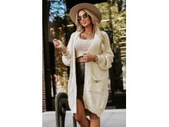 Módní oversize svetr s&nbsp;ozdobnou broží a&nbsp;kapsami béžový model 21322456 - numoco basic 5