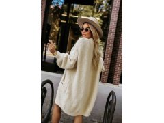 Módní oversize svetr s&nbsp;ozdobnou broží a&nbsp;kapsami béžový model 21322456 - numoco basic 6