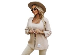 pletený svetr z&nbsp;měkkého úpletu béžový model 21335544 - numoco basic 1