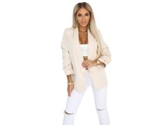 model 21745283 Dámské klasické sako s&nbsp;nabíranými rukávy béžové - numoco basic 1