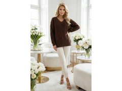 Teplý svetr oversize s vazbou a výstřihem do V model 21865253 - numoco basic 3