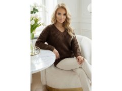 Teplý svetr oversize s vazbou a výstřihem do V model 21865253 - numoco basic 5