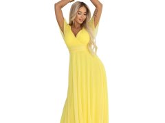 Dlouhé šaty s&nbsp;výstřihem, kosticemi a&nbsp;krátkými rukávy lemon model 21955154 - numoco basic 3