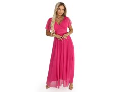 Dlouhé šaty s výstřihem, kosticemi a krátkými rukávy model 21955756 - numoco basic 1