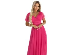 Dlouhé šaty s výstřihem, kosticemi a krátkými rukávy model 21955756 - numoco basic 2