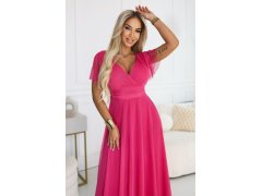 Dlouhé šaty s výstřihem, kosticemi a krátkými rukávy model 21955756 - numoco basic 3