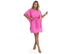 SOFIA Růžové šaty se zavazováním v pase světle fuchsiová barva model 22038810 - numoco 1