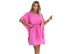 SOFIA Růžové šaty se zavazováním v pase světle fuchsiová barva model 22038810 - numoco 3