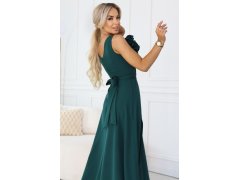 maxi šaty s květinou na a rozparkem lahvově zelené model 22108491 - numoco 8