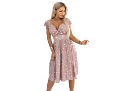 MATILDE midi šaty s obálkovým výstřihem a krátkými rukávy béžové s model 22178261 - numoco 2