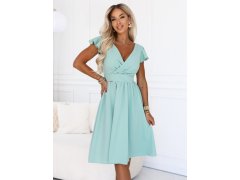 model 22260956 MATILDE Šaty s výstřihem a krátkými rukávy – pistáciová - numoco 4