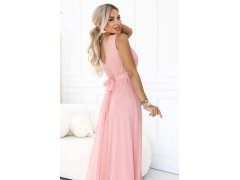 dlouhé maxi šaty s kulatým výstřihem – pudrově růžové model 22261871 - numoco basic 8