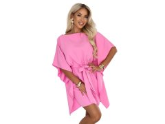 SOFIA Růžové šaty s&nbsp;motivem a&nbsp;vázáním v&nbsp;pase – cukrově růžové model 22269164 - numoco 4