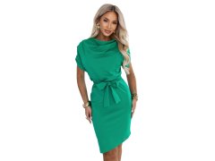pohodlné šaty s&nbsp;asymetrickou sukní a&nbsp;páskem – zelené model 22283838 - numoco 2