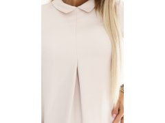 Elegantní minišaty ve tvaru s límečkem – světle béžové model 22300257 - numoco 6
