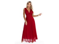 model 22302473 Elegantní maxi šaty s výstřihem do V a odhalenými zády – světle vínová - numoco basic 3