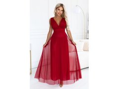 model 22302473 Elegantní maxi šaty s výstřihem do V a odhalenými zády – světle vínová - numoco basic 6