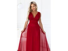 model 22302473 Elegantní maxi šaty s výstřihem do V a odhalenými zády – světle vínová - numoco basic 7