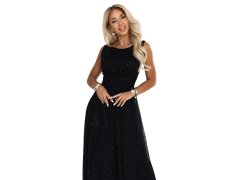 dlouhé maxi šaty s tylem a kulatým výstřihem – černé model 22302479 - numoco basic 4