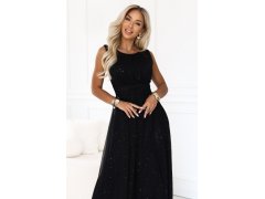 dlouhé maxi šaty s tylem a kulatým výstřihem – černé model 22302479 - numoco basic 6