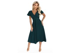 midi šaty s&nbsp;výstřihem do V a&nbsp;krátkými rukávy – zelené model 22304048 - numoco 3