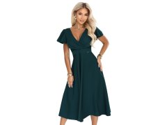 midi šaty s&nbsp;výstřihem do V a&nbsp;krátkými rukávy – zelené model 22304048 - numoco 4
