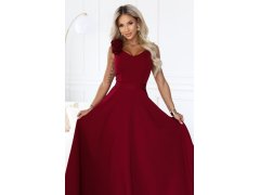 model 22311288 Elegantní večerní maxi šaty s&nbsp;rozparkem a&nbsp;růžemi – vínové - numoco 8