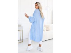 Dlouhý dámský pletený kardigan s kapsami a rukávy – modrý model 22323053 - numoco basic 7