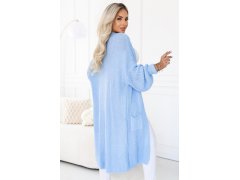 Dlouhý dámský pletený kardigan s kapsami a rukávy – modrý model 22323053 - numoco basic 8
