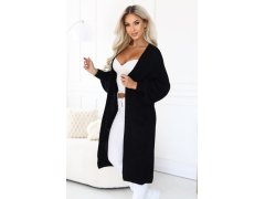 Dlouhý dámský pletený kardigan s kapsami a rukávy – černý model 22323055 - numoco basic 6