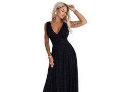 dlouhé večerní šaty s tylem a výstřihem do V – černé model 22334550 - numoco basic 4