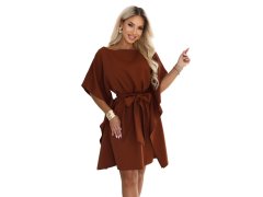 SOFIA Dámské šaty typu s&nbsp;vázáním v&nbsp;pase – hnědé model 22341267 - numoco 4