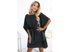 SOFIA Dámské šaty typu s&nbsp;vázáním v&nbsp;pase – tmavě khaki model 22349681 - numoco 4