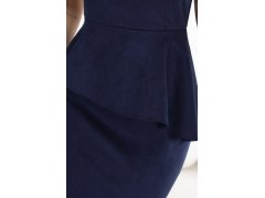 model 22349685 Elegantní semišové midi šaty s&nbsp;volánkovým pasem – tmavě modré - numoco 7
