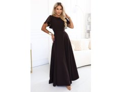 Elegantní se maxi šaty s rukávy – hnědá model 22356547 - numoco 2