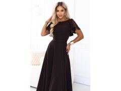 Elegantní se maxi šaty s rukávy – hnědá model 22356547 - numoco 3
