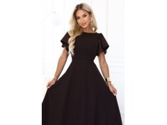 Elegantní se maxi šaty s rukávy – hnědá model 22356547 - numoco 5