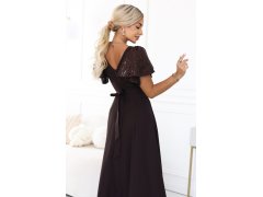 Elegantní se maxi šaty s rukávy – hnědá model 22356547 - numoco 7