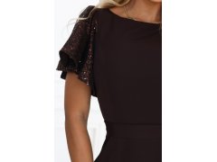 Elegantní se maxi šaty s rukávy – hnědá model 22356547 - numoco 8