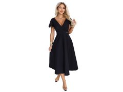midi šaty s&nbsp;výstřihem do V a&nbsp;krátkými rukávy – černé model 22385173 - numoco 4