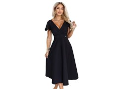 midi šaty s&nbsp;výstřihem do V a&nbsp;krátkými rukávy – černé model 22385173 - numoco 5