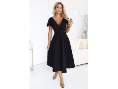 midi šaty s&nbsp;výstřihem do V a&nbsp;krátkými rukávy – černé model 22385173 - numoco 7
