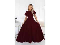 Elegantní maxi šaty s se a rukávy – vínová model 22401926 - numoco 4
