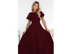 Elegantní maxi šaty s se a rukávy – vínová model 22401926 - numoco 5