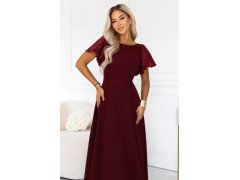 Elegantní maxi šaty s se a rukávy – vínová model 22401926 - numoco 7