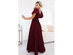 Elegantní maxi šaty s se a rukávy – vínová model 22401926 - numoco 8